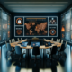 Image of a modern and professional cybersecurity collaboration environment, devoid of any textual elements or people