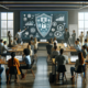 A square image illustrating a diverse group of professionals attending a cybersecurity training in a modern office.